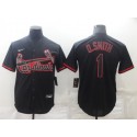St. Louis Cardinals #1 Ozzie Smith Black Shadow Cool Base Stitched Jersey
