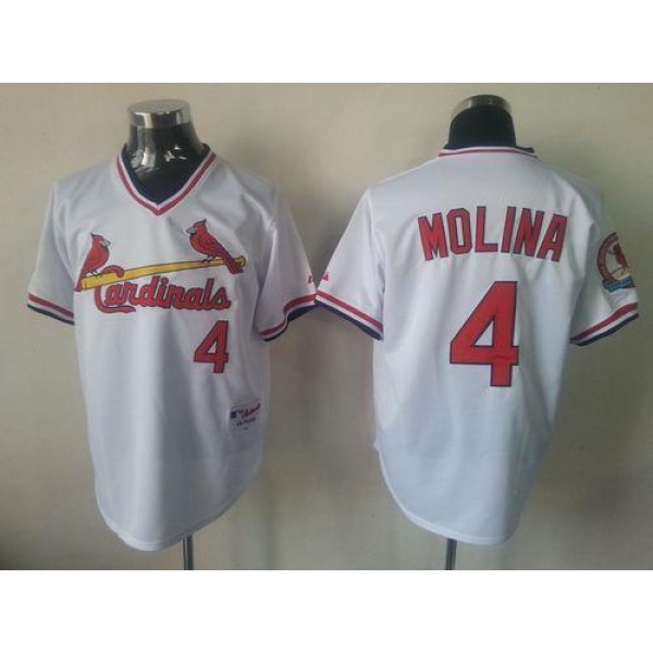Cardinals #4 Yadier Molina White 1982 Turn Back The Clock Stitched Jersey