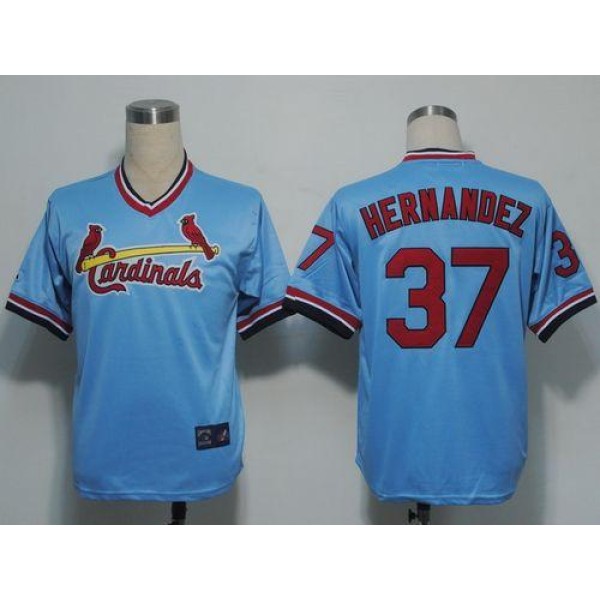 Cardinals #37 Keith Hernandez Blue Cooperstown Throwback Stitched Jersey