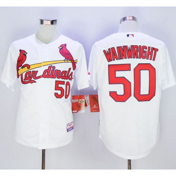 Cardinals #50 Adam Wainwright White Stitched Jersey