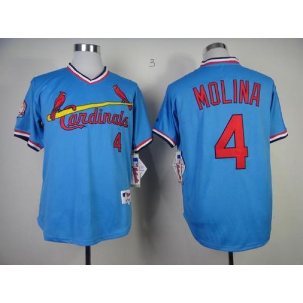 Cardinals #4 Yadier Molina Blue 1982 Turn Back The Clock Stitched Jersey