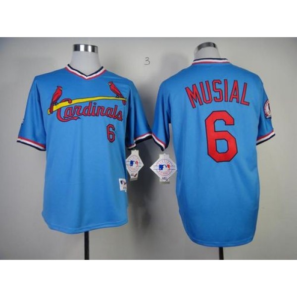 Cardinals #6 Stan Musial Blue 1982 Turn Back The Clock Stitched Jersey