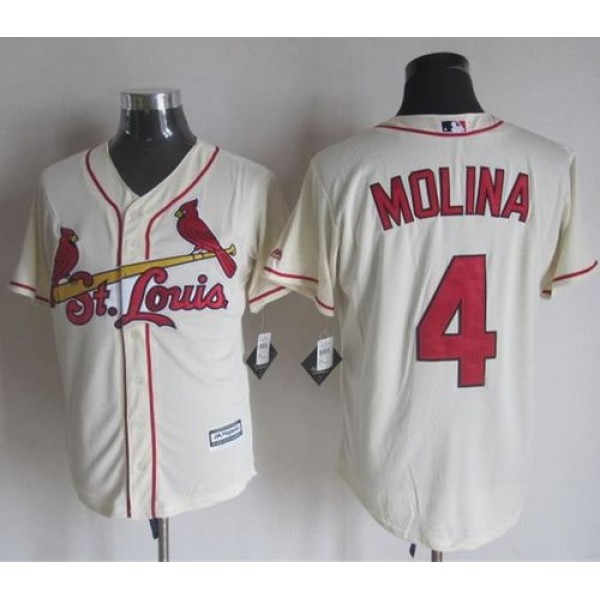 Cardinals #4 Yadier Molina Cream New Cool Base Stitched Jersey