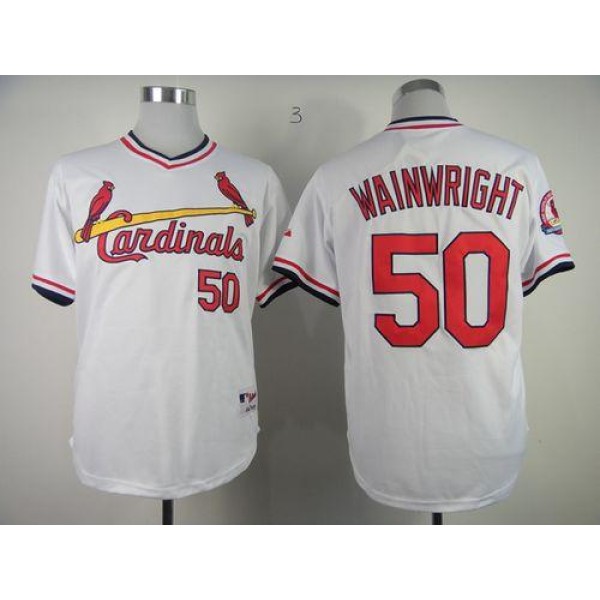 Cardinals #50 Adam Wainwright White 1982 Turn Back The Clock Stitched Jersey