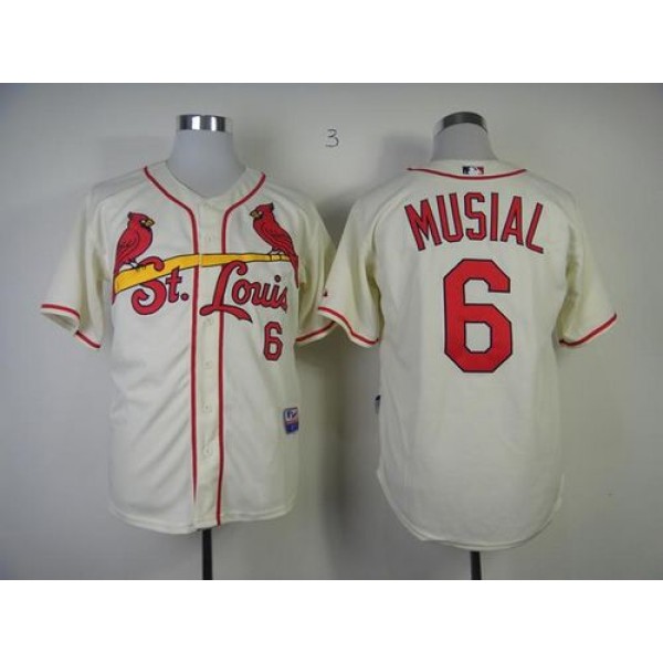 Cardinals #6 Stan Musial Cream Alternate Cool Base Stitched Jersey