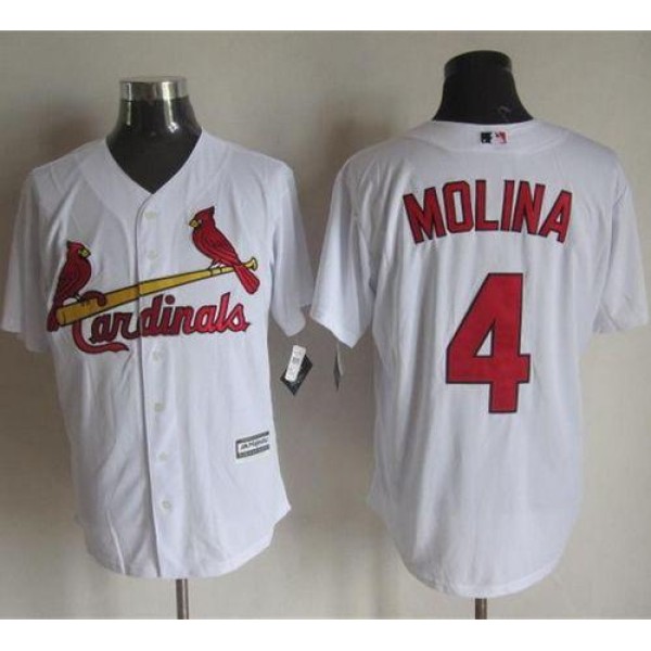Cardinals #4 Yadier Molina White New Cool Base Stitched Jersey