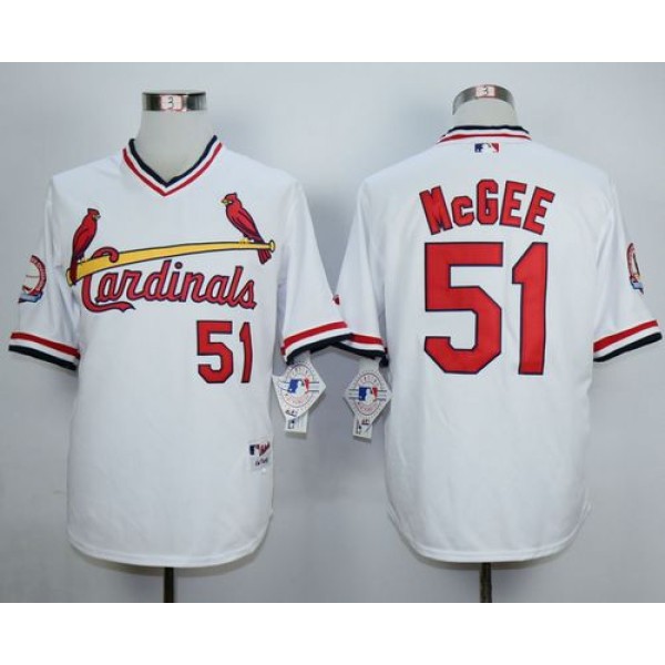 Cardinals #51 Willie McGee White 1982 Turn Back The Clock Stitched Jersey