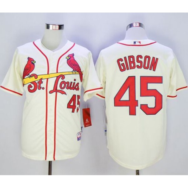 Cardinals #45 Bob Gibson Cream Cool Base Stitched Jersey