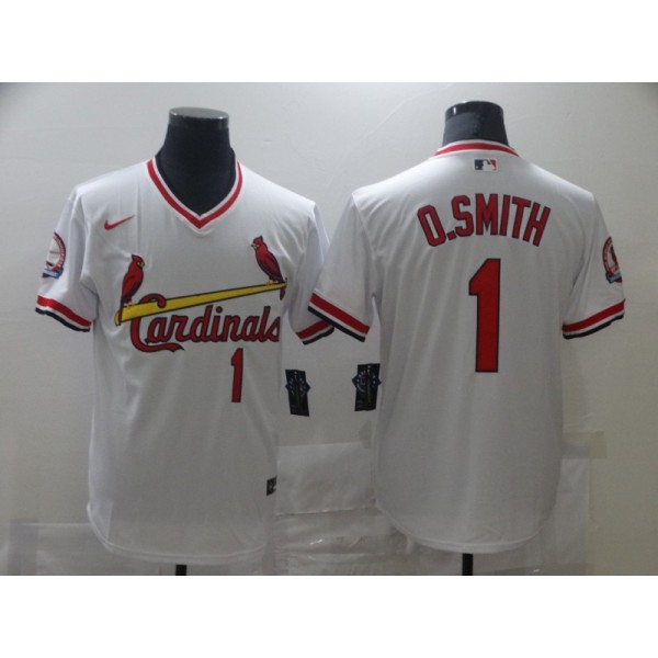 Cardinals #1 Ozzie Smith White Stitched Jersey