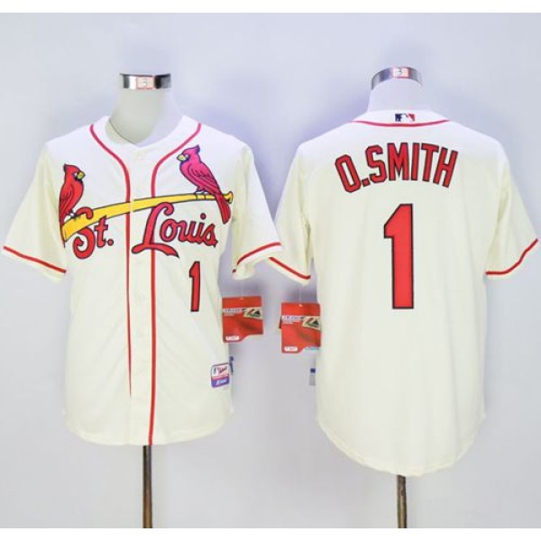 Cardinals #1 Ozzie Smith Cream Cool Base Stitched Jersey