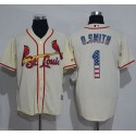 Cardinals #1 Ozzie Smith Cream USA Flag Fashion Stitched Jersey