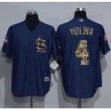 Cardinals #4 Yadier Molina Denim Blue Salute To Service Stitched Jersey