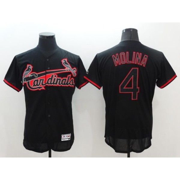 Cardinals #4 Yadier Molina Black Fashion Flexbase Authentic Collection Stitched Jersey