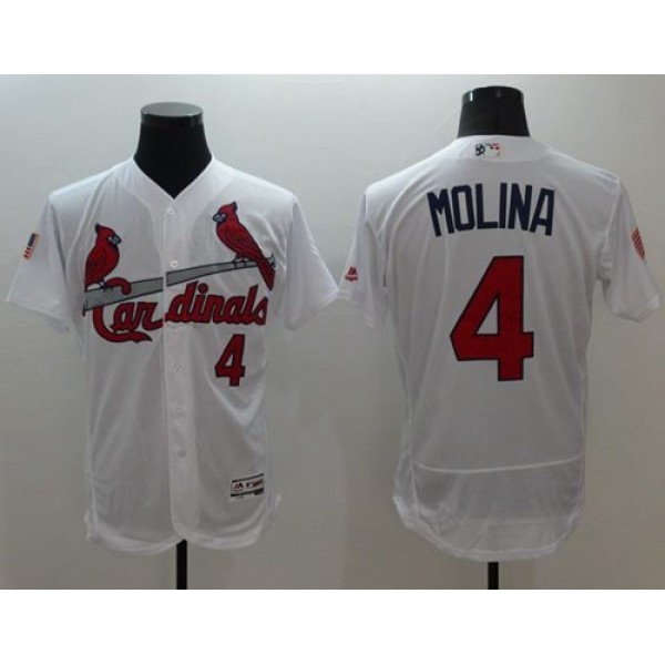 Cardinals #4 Yadier Molina White Fashion Stars Stripes Flexbase Authentic Stitched Jersey