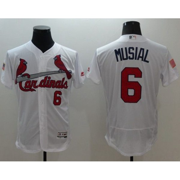 Cardinals #6 Stan Musial White Fashion Stars Stripes Flexbase Authentic Stitched Jersey