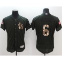 Cardinals #6 Stan Musial Green Flexbase Authentic Collection Salute To Service Stitched Jersey