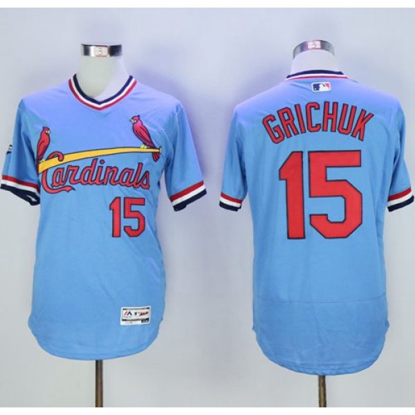 Cardinals #15 Randal Grichuk Light Blue Flexbase Authentic Collection Cooperstown Stitched Jersey