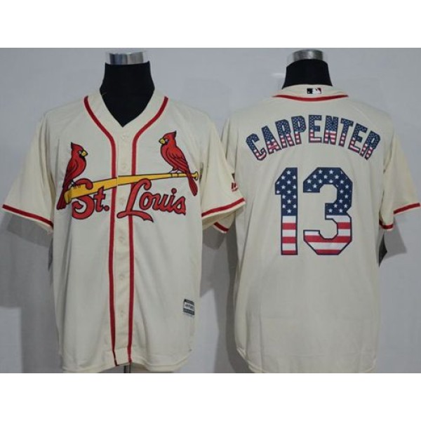 Cardinals #13 Matt Carpenter Cream USA Flag Fashion Stitched Jersey