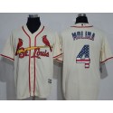 Cardinals #4 Yadier Molina Cream USA Flag Fashion Stitched Jersey
