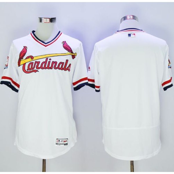 Cardinals Blank White Flexbase Authentic Collection Cooperstown Stitched Jersey