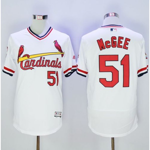 Cardinals #51 Willie McGee White Flexbase Authentic Collection Cooperstown Stitched Jersey
