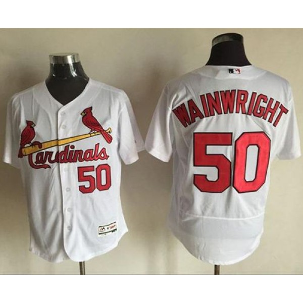 Cardinals #50 Adam Wainwright White Flexbase Authentic Collection Stitched Jersey