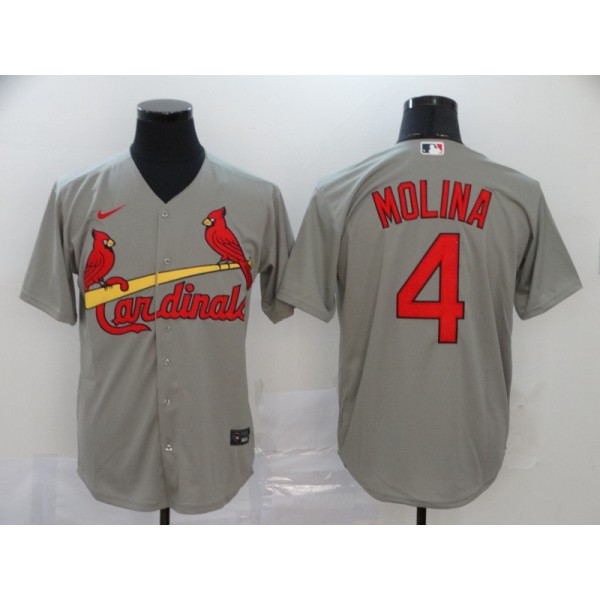 St. Louis Cardinals #4 Yadier Molina Grey Cool Base Stitched Jersey