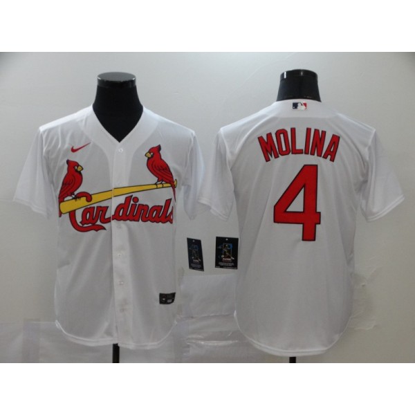 St. Louis Cardinals #4 Yadier Molina White Cool Base Stitched Jersey