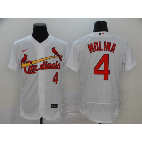 St. Louis Cardinals #4 Yadier Molina White Flex Base Stitched Jersey