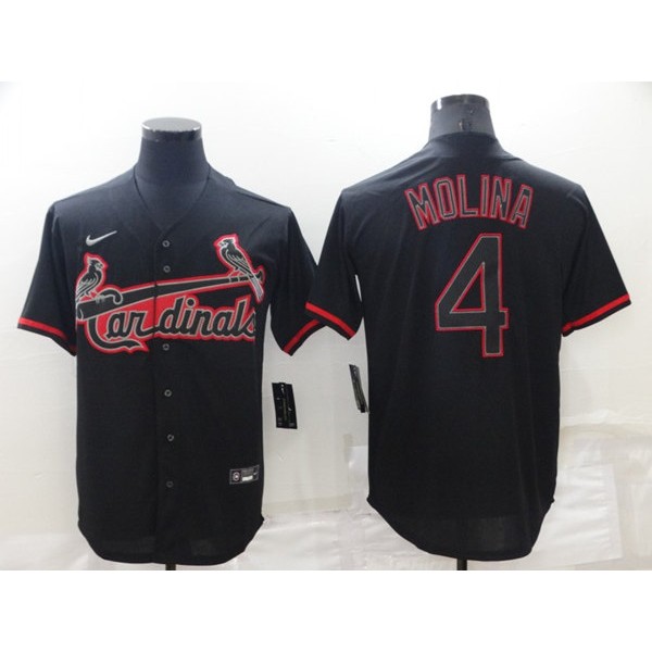St. Louis Cardinals #4 Yadier Molina Black Shadow Cool Base Stitched Jersey
