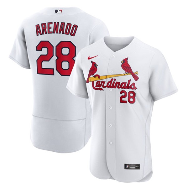 St. Louis Cardinals #28 Nolan Arenado White Flex Base Stitched Jersey