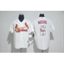 St.Louis Cardinals #6 Stan Musial White Team Logo Print Cool Base Stitched Jersey