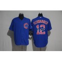 Chicago Cubs #12 Kyle Schwarber Blue Team Logo Print Cool Base Stitched Jersey