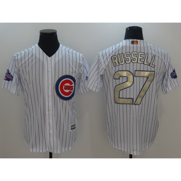 Chicago Cubs #27 Addison Russell White 2017 Gold Program Cool Base Stitched Jersey