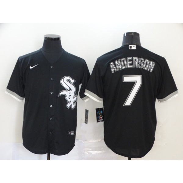 Chicago White Sox Blank #7 Tim Anderson Black Cool Base Stitched Jersey