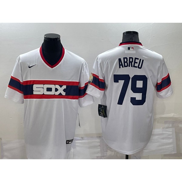 Chicago White Sox #79 Jose Abreu White Throwback Cool Base Stitched Jersey