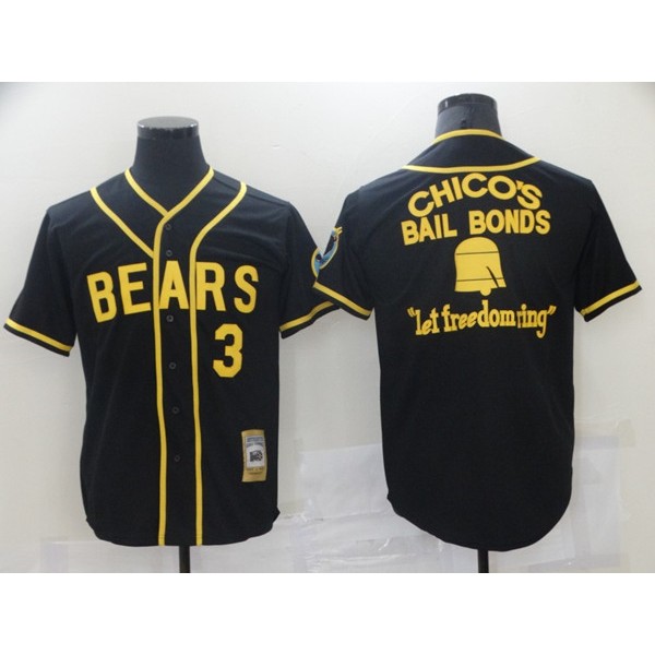 Chico's Bail Bonds Bad News Bears #3 Black Stitched Jersey
