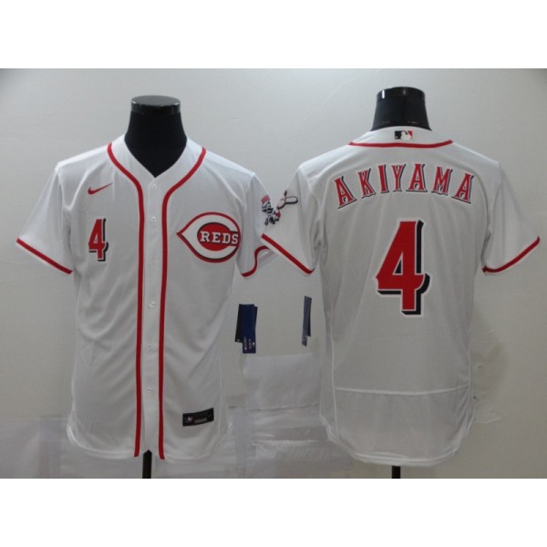 Cincinnati Reds #4 Shogo Akiyama White Flex Base Stitched Jersey