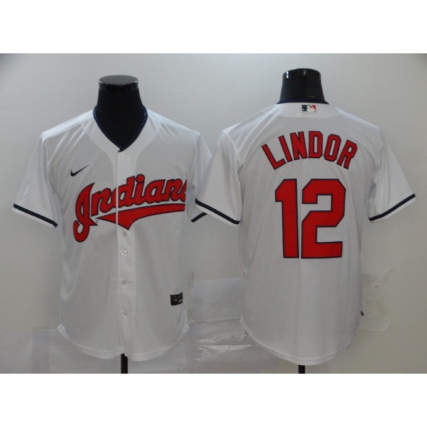 Cleveland Indians #12 Francisco Lindor White Cool Base Stitched Jersey