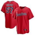 Cleveland Guardians #57 Shane Bieber Red Cool Base Stitched Baseball Jersey
