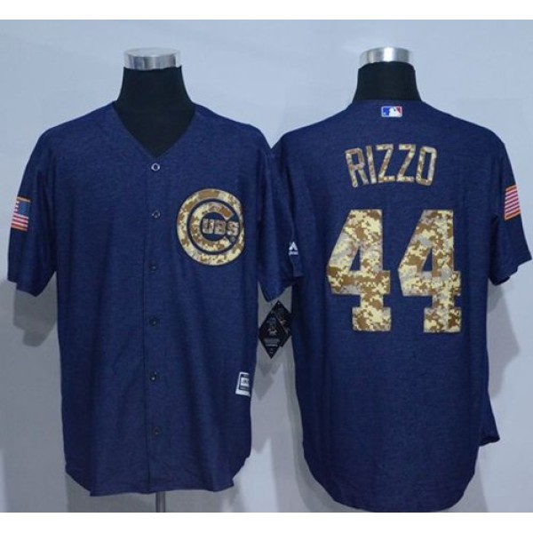 Cubs #44 Anthony Rizzo Denim Blue Salute To Service Stitched Jersey