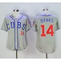 Cubs #14 Ernie Banks Grey Flexbase Authentic Collection Alternate Road Stitched Jersey