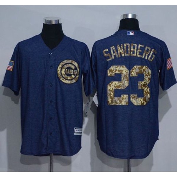Cubs #23 Ryne Sandberg Denim Blue Salute To Service Stitched Jersey