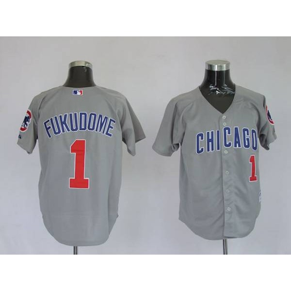 Cubs #1 Kosuke Fukudome Stitched Grey Jersey