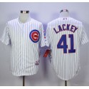 Cubs #41 John Lackey White Cool Base Stitched Jersey