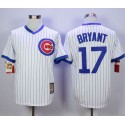 Cubs #17 Kris Bryant White Strip Home Cooperstown Stitched Jersey