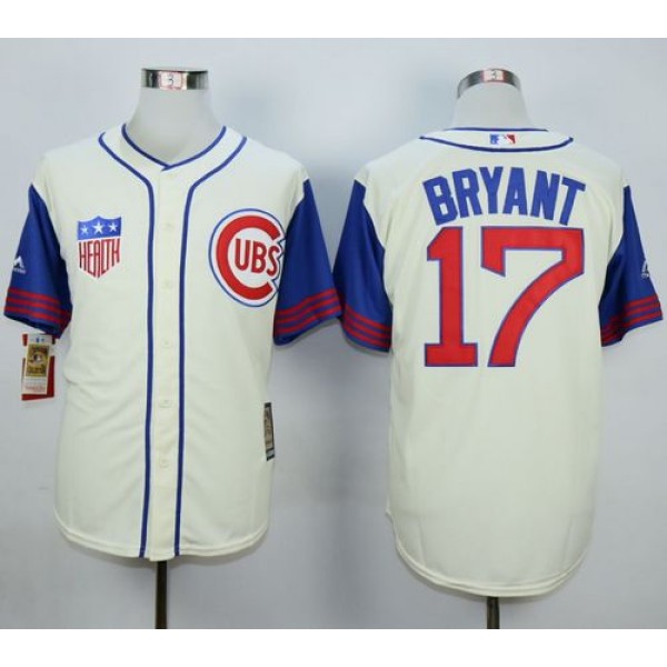 Cubs #17 Kris Bryant Cream Blue 1942 Turn Back The Clock Stitched Jersey