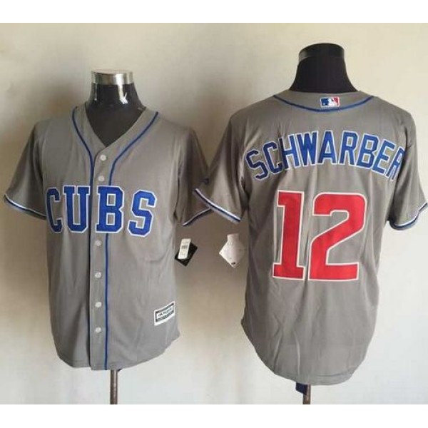 Cubs #12 Kyle Schwarber Grey New Cool Base Stitched Jersey