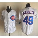 Cubs #49 Jake Arrieta White Strip New Cool Base Stitched Jersey