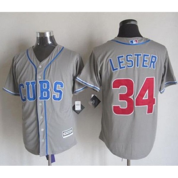 Cubs #34 Jon Lester Grey Alternate Road New Cool Base Stitched Jersey